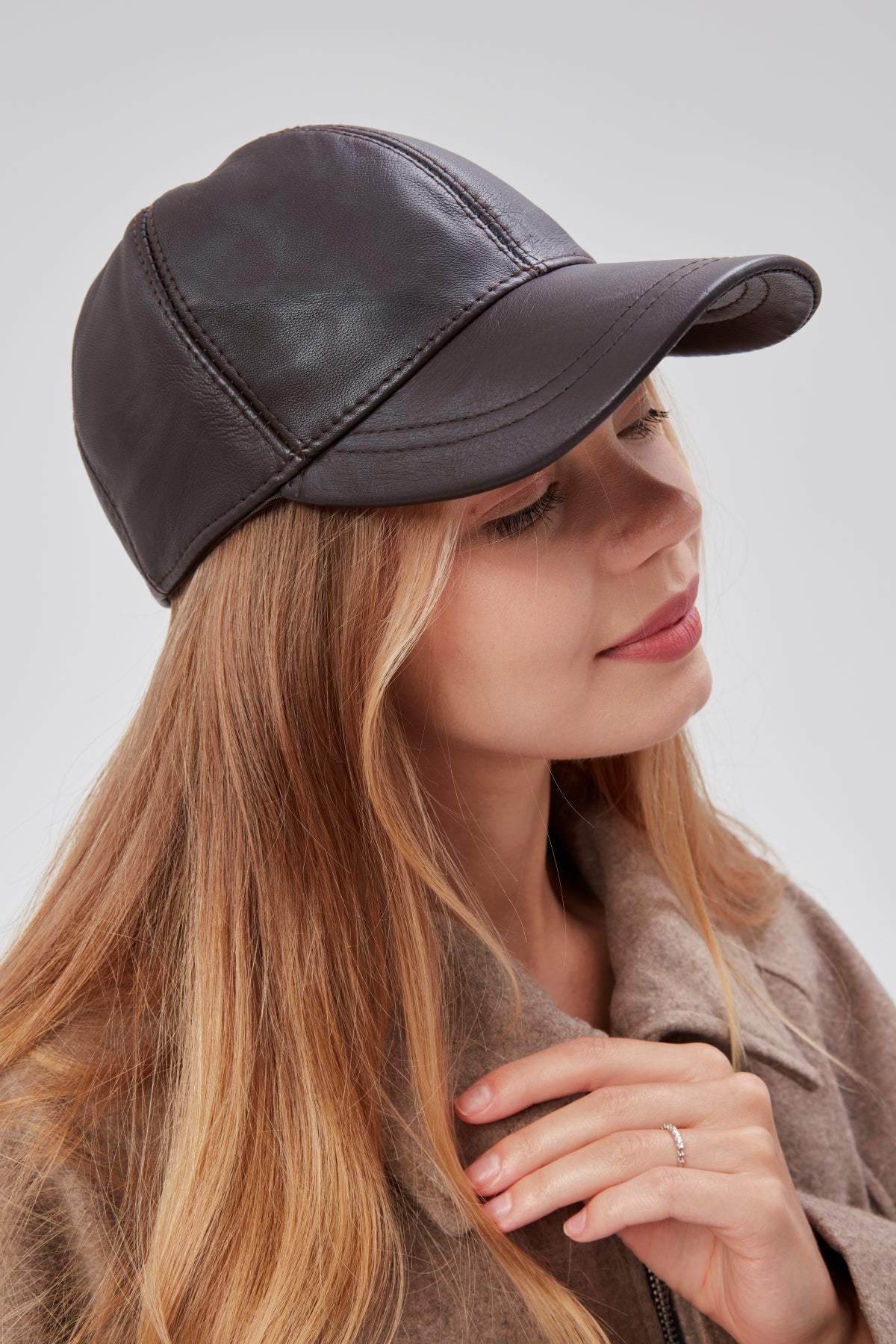 %100 Hakiki Deri Unisex Kışlık Beyzbol Şapka – Erkek Kadın