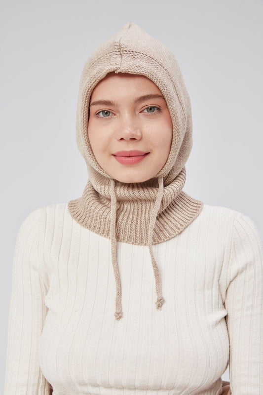 Lüks Kadın Kışlık Balaclava Triko Örme Başlık