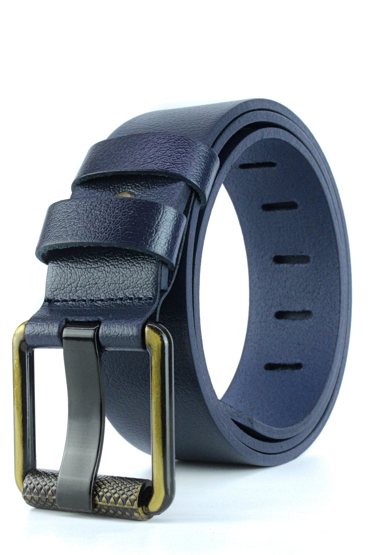 3'lü Erkek %100 Hakiki Deri Sarı Borulu 4,5 Cm Kot Kemeri Siyah - Lacivet - Kahverengi