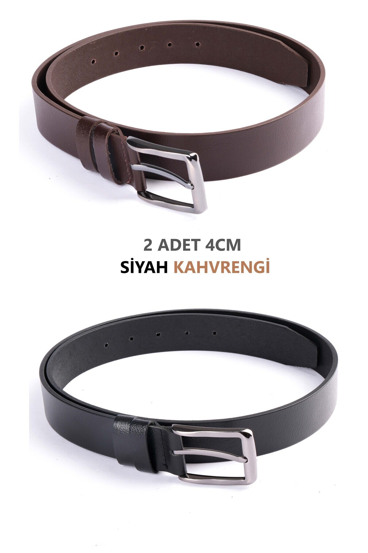 2'li Hakiki Deri Klasik Erkek Kemeri 3,5cm