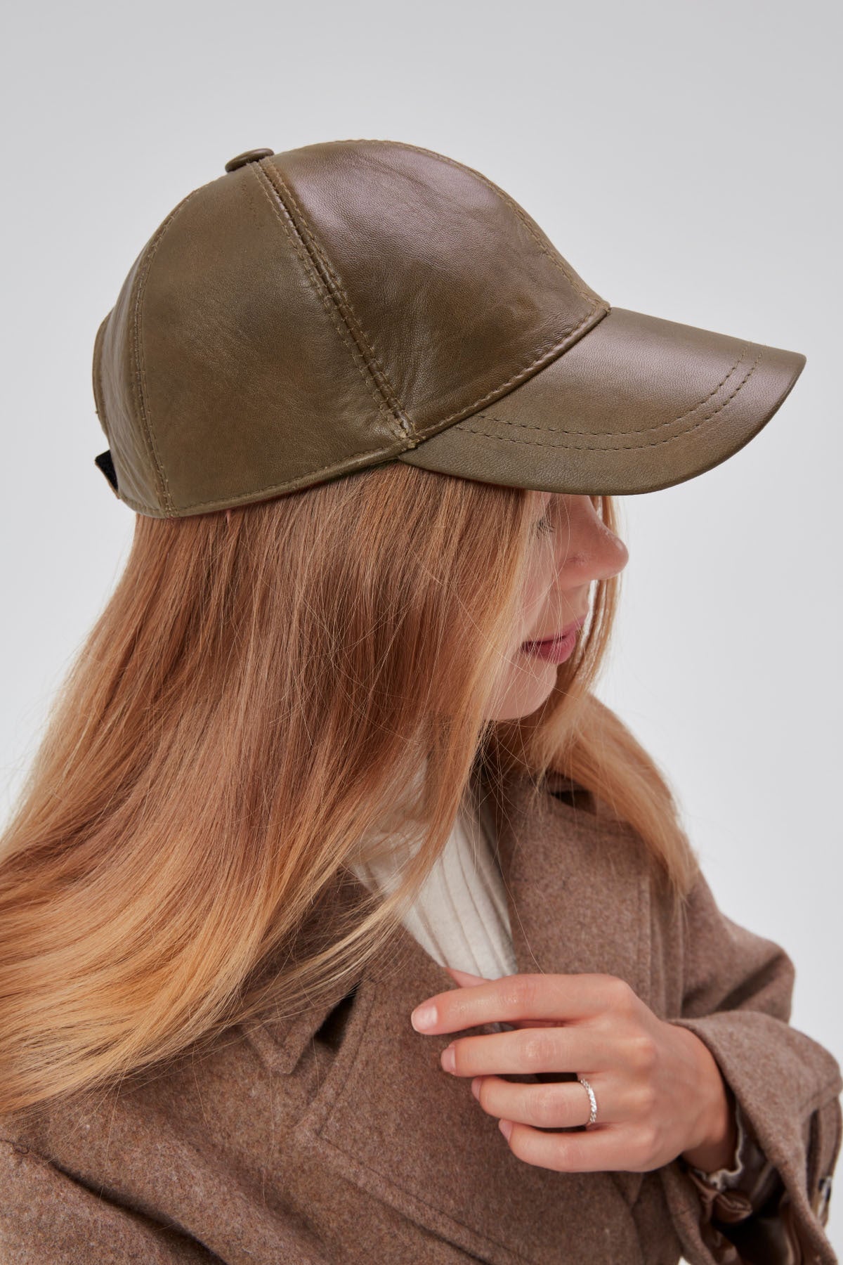 %100 Hakiki Deri Unisex Deri Cap Ayarlanabilir Şapka Fındık