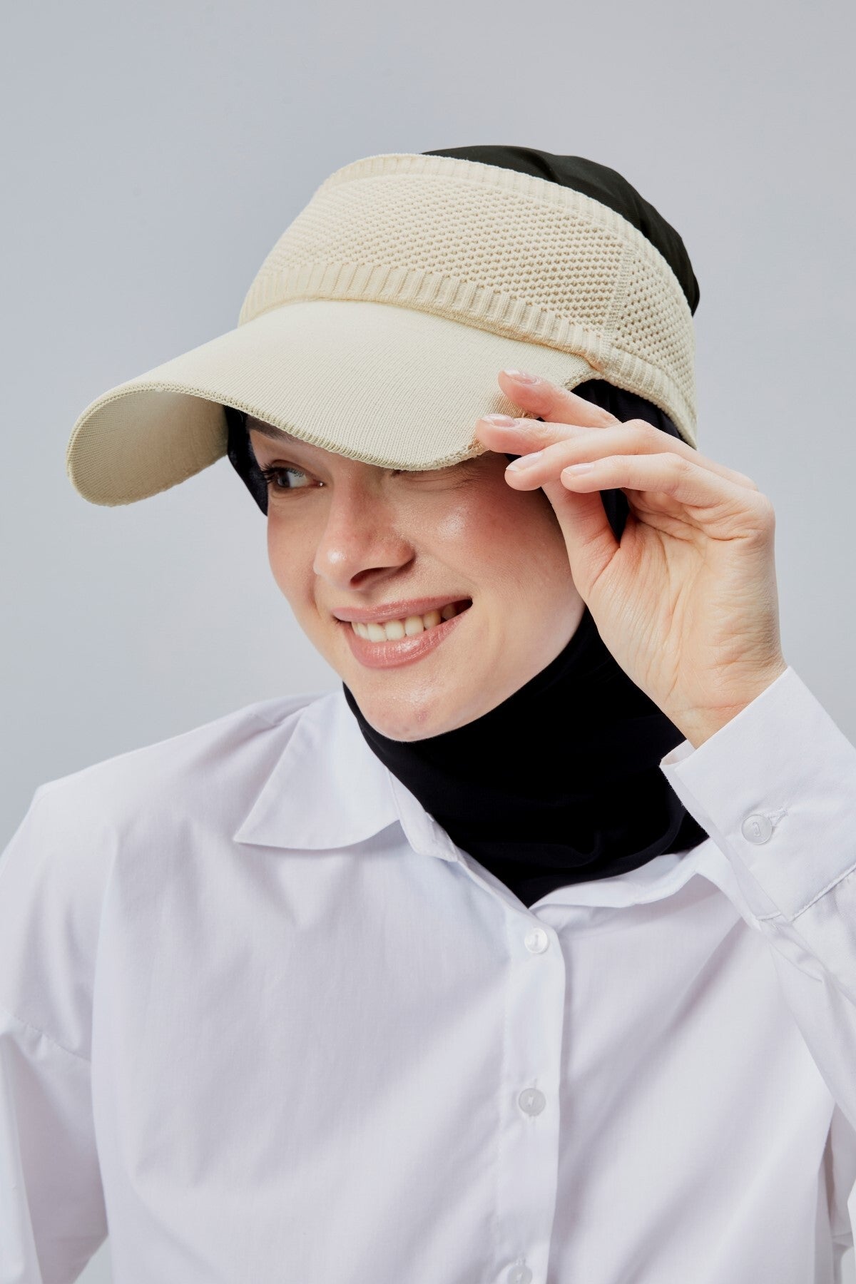 Likralı Kadın Basic Cırtcırtlı Ayarlanabilir Tenisçi Vizör Golf Şapkası Güneş Koruyucu Siperlik