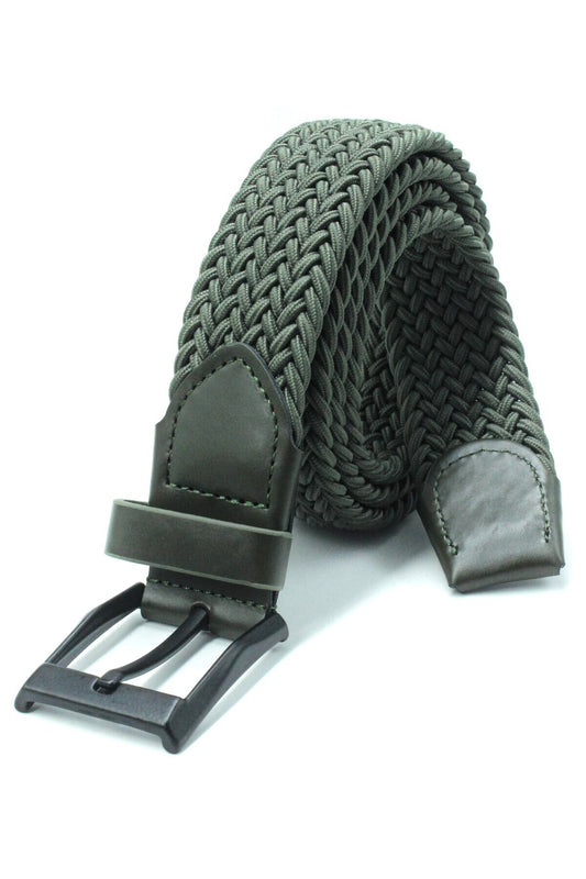 Ikil Elastik Örgü Kemer 3,5cm Siyah Ve Yeşil Lastik Kemer Unisex 2 Adet