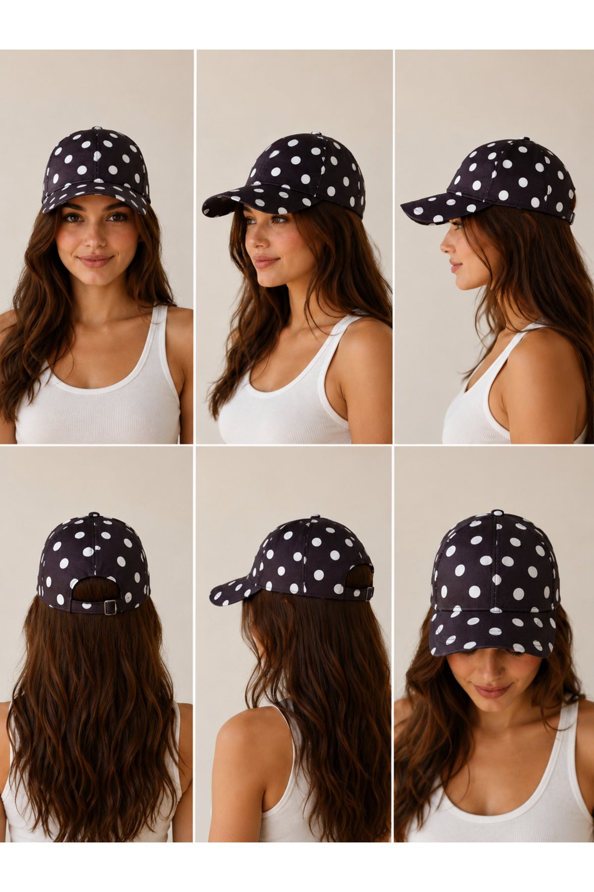 Kadın Yazlık Puantiyeli Baseball Şapka Unisex Rahat Kalıp Benekli Şapka