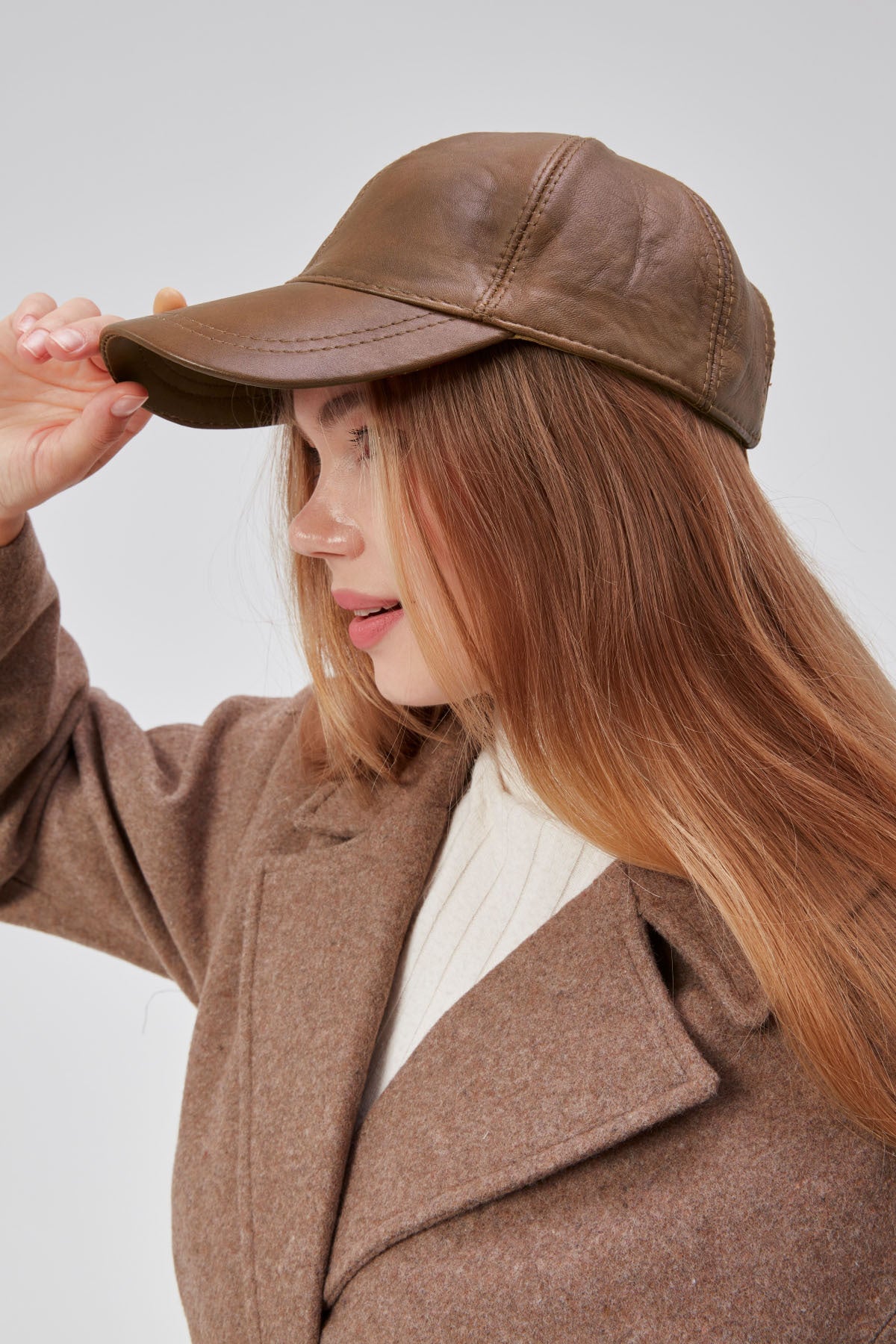 %100 Hakiki Deri Unisex Deri Cap Ayarlanabilir Şapka Fındık