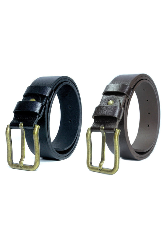 2'li %100  Erkek Kemer Sarı Tokalı 4cm