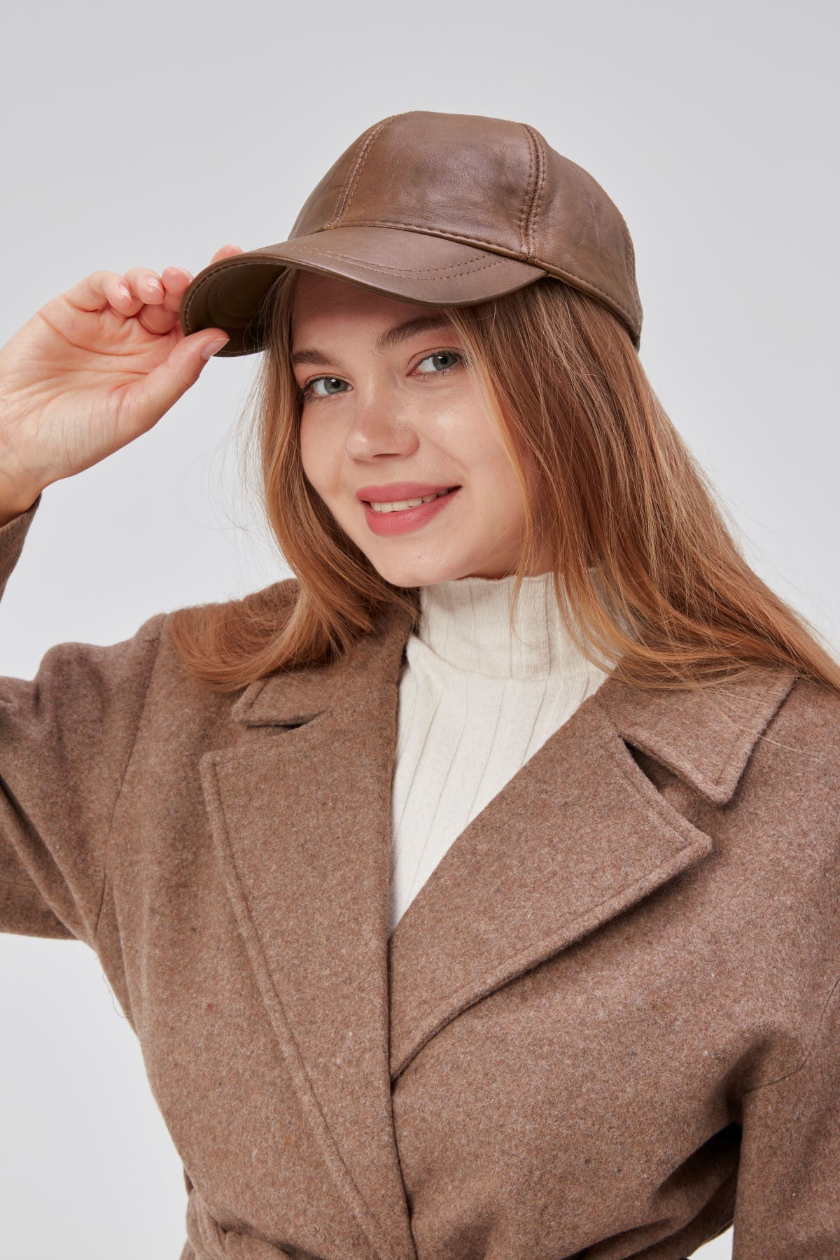%100 Hakiki Deri Unisex Deri Cap Ayarlanabilir Şapka Fındık