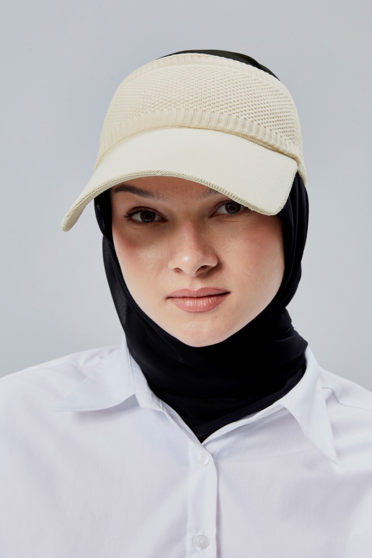 Likralı Kadın Basic Cırtcırtlı Ayarlanabilir Tenisçi Vizör Golf Şapkası Güneş Koruyucu Siperlik