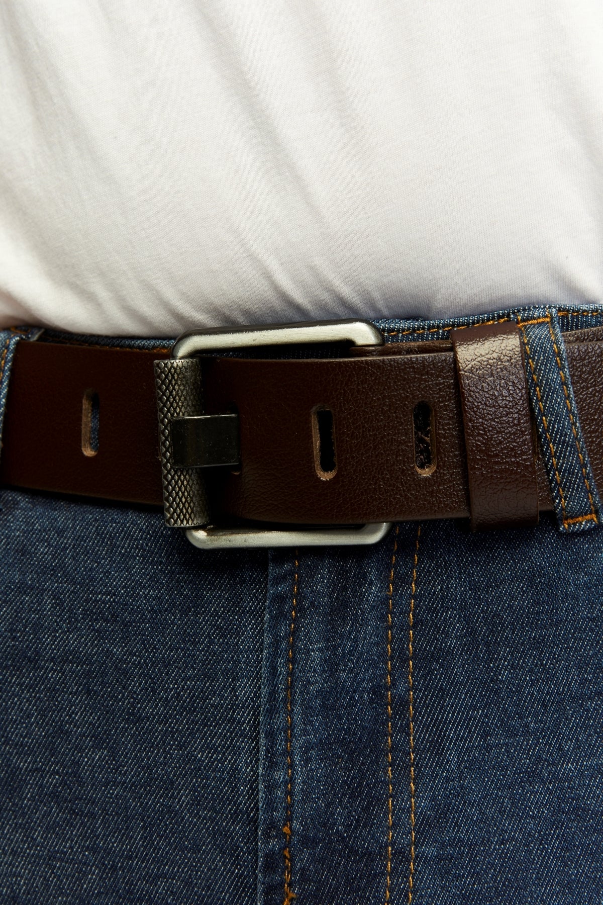 Erkek %100 Hakiki Deri Siyahaçma Borulu 4,5 Cm Kot Kemeri