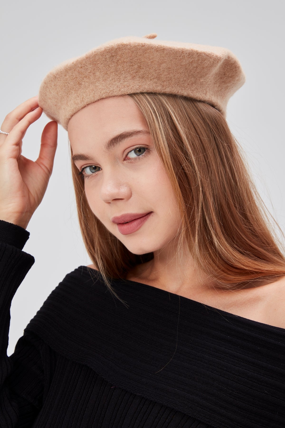 Kadın Sanatçı Ressam Şapkası Klasik Fransız Bere Moda Sanatçı Şapkası Keçe Fransız Şapka Mor