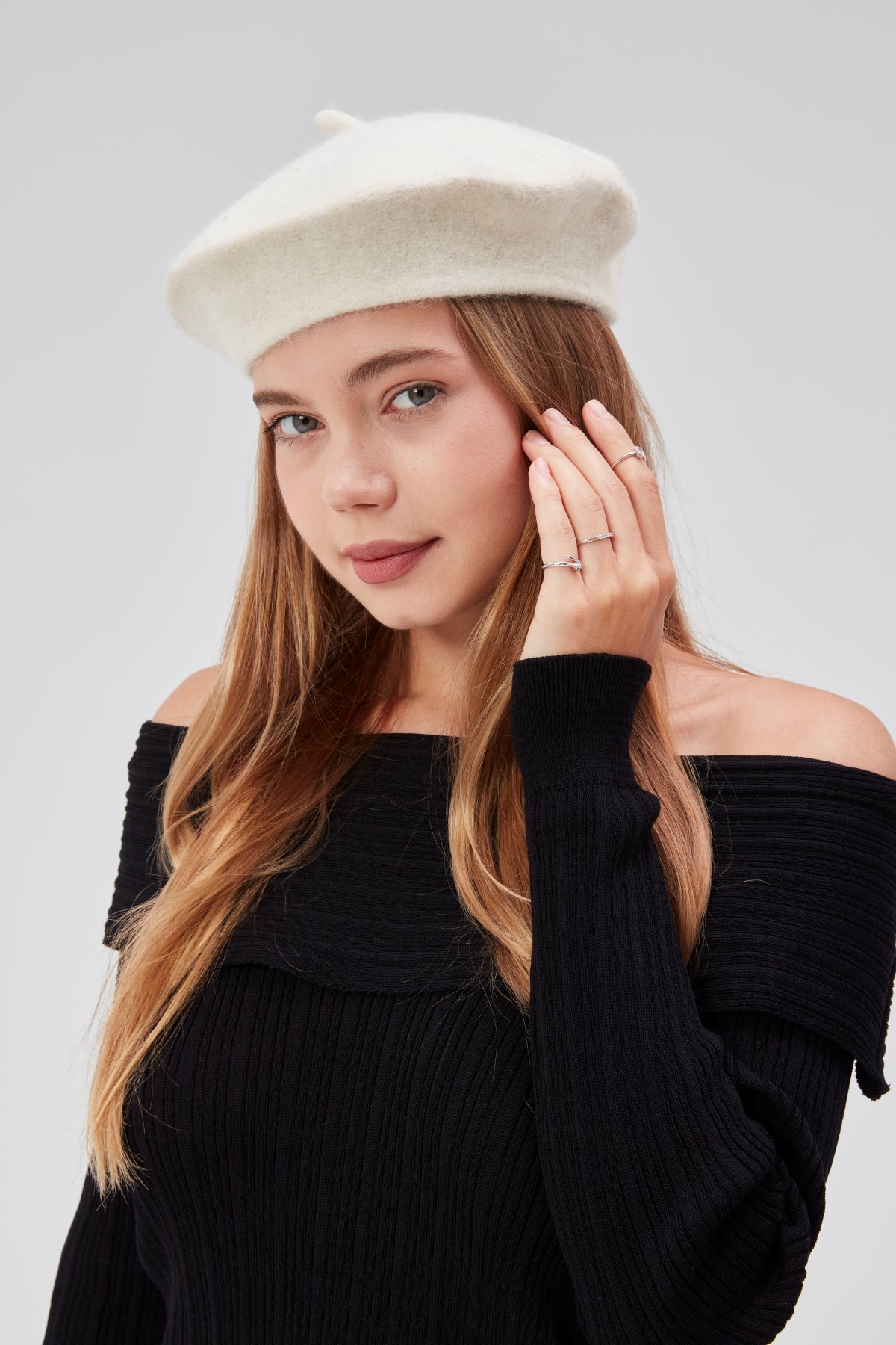 Kadın Sanatçı Ressam Şapkası Klasik Fransız Bere Moda Sanatçı Şapkası Keçe Fransız Şapka Mor