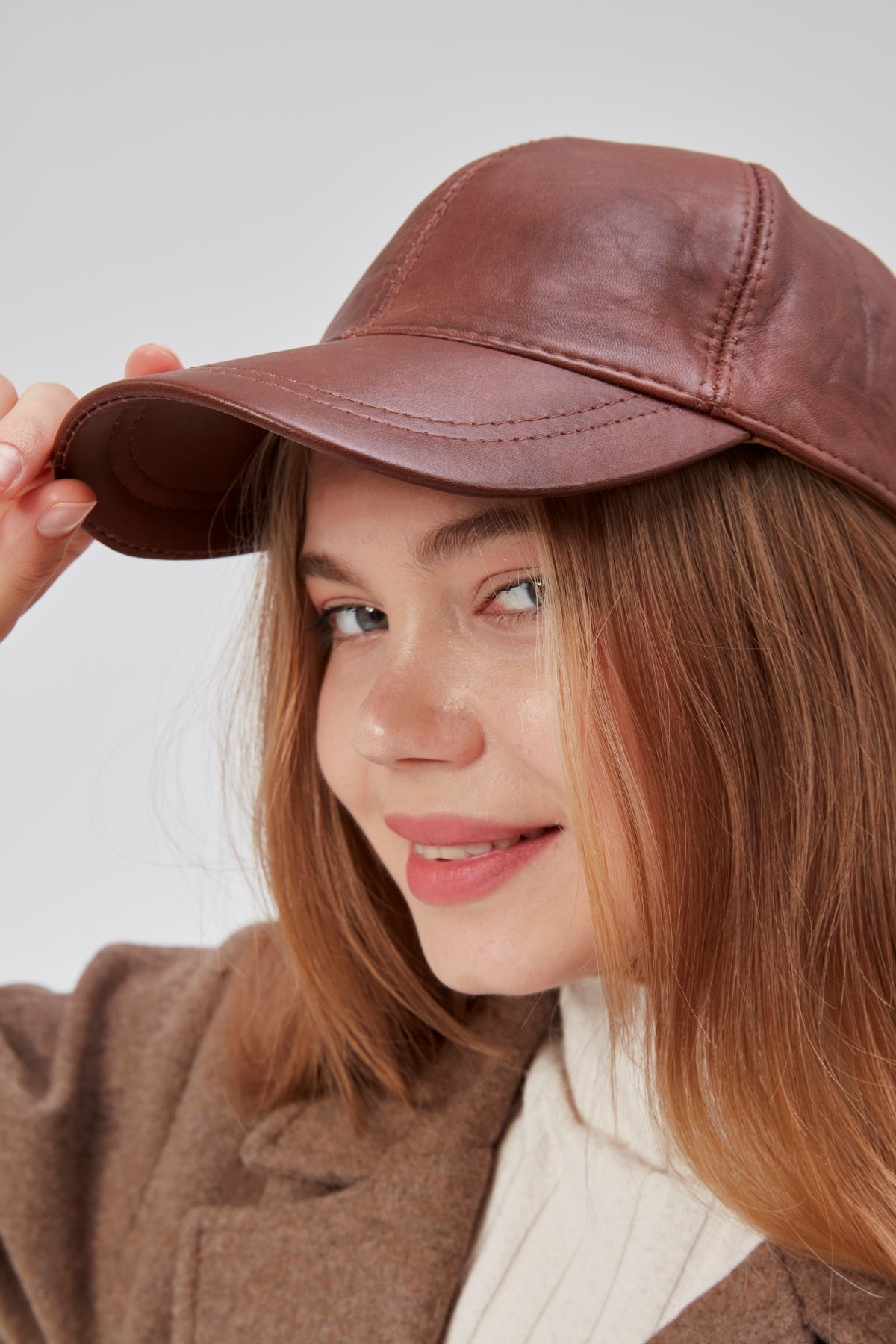 %100 Hakiki Deri Unisex Kışlık Beyzbol Şapka – Erkek Kadın
