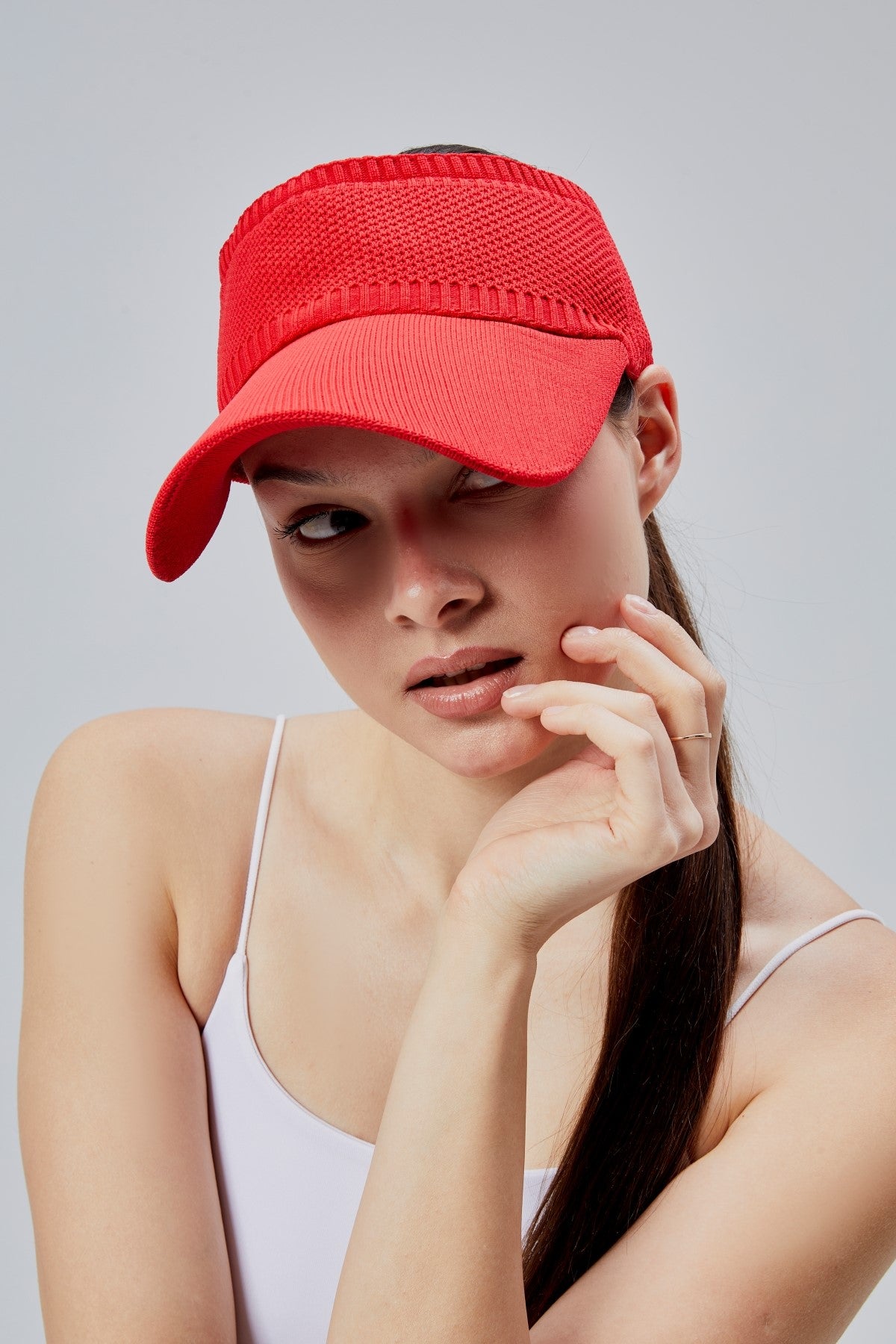 Likralı Kadın Basic Cırtcırtlı Ayarlanabilir Tenisçi Vizör Golf Şapkası Güneş Koruyucu Siperlik