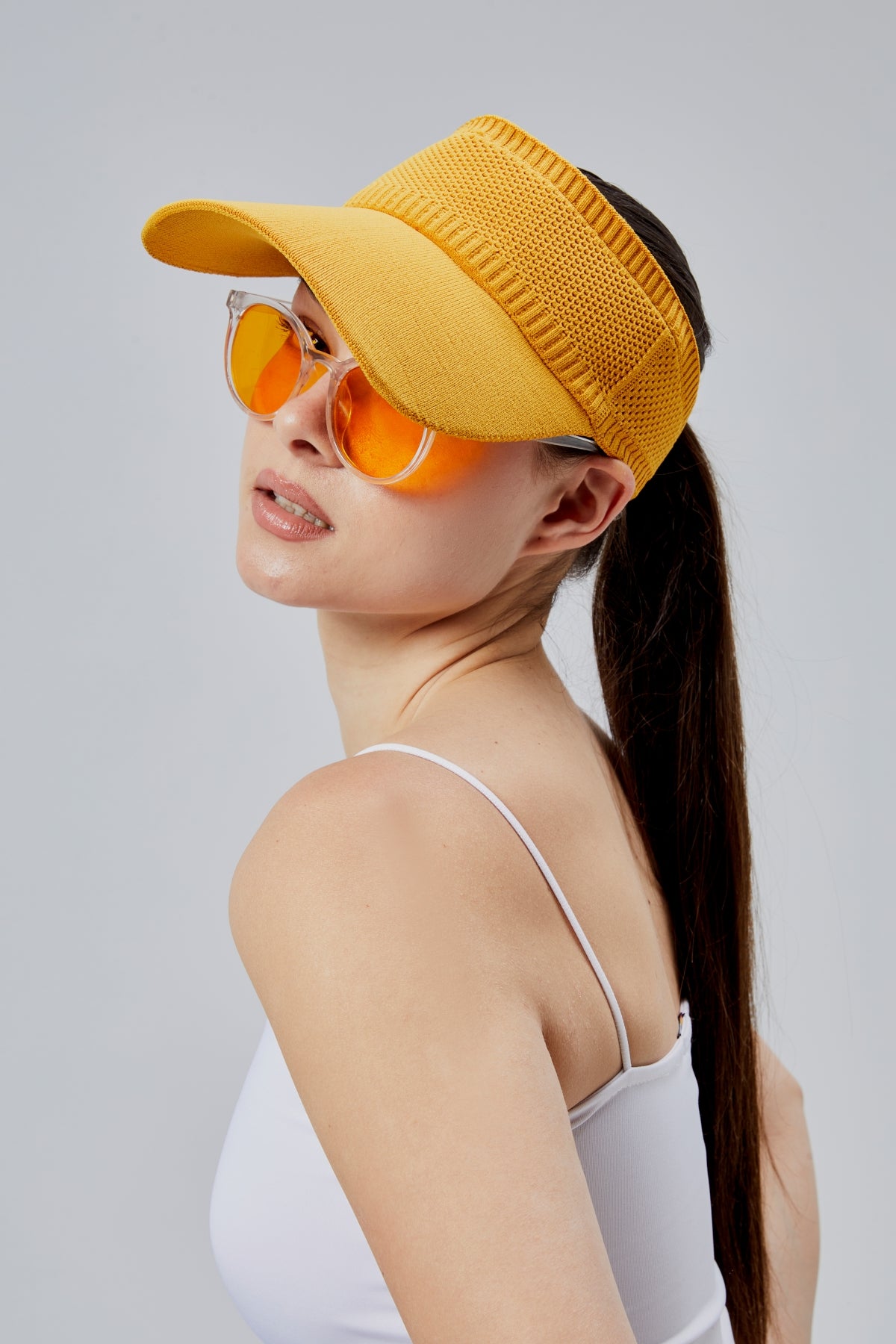 Likralı Kadın Basic Cırtcırtlı Ayarlanabilir Tenisçi Vizör Golf Şapkası Güneş Koruyucu Siperlik
