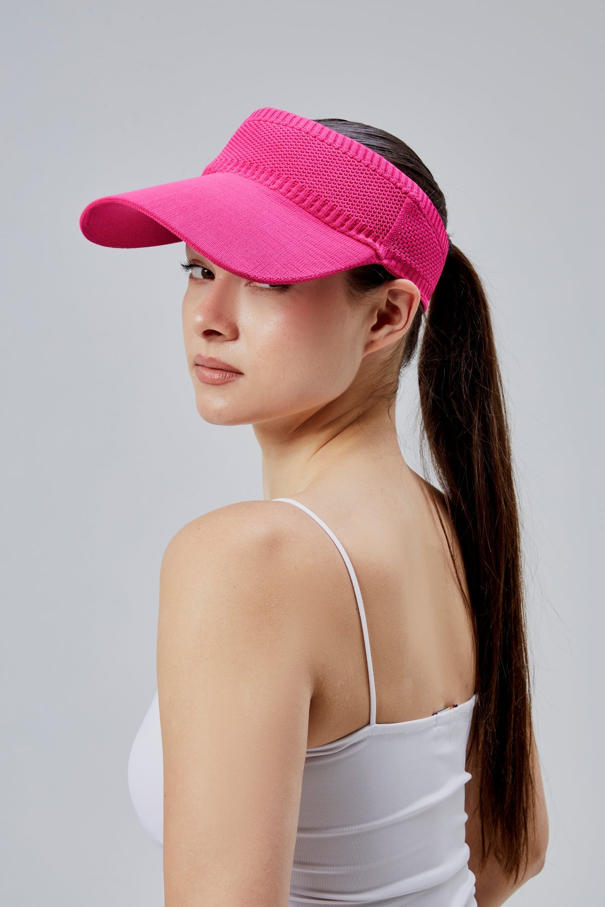 Likralı Kadın Basic Cırtcırtlı Ayarlanabilir Tenisçi Vizör Golf Şapkası Güneş Koruyucu Siperlik