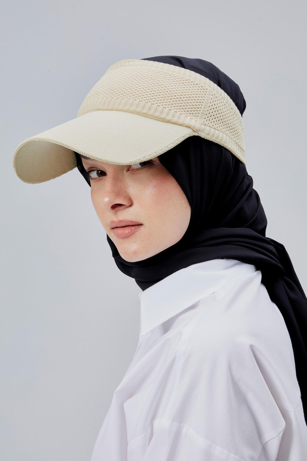 Likralı Kadın Basic Cırtcırtlı Ayarlanabilir Tenisçi Vizör Golf Şapkası Güneş Koruyucu Siperlik