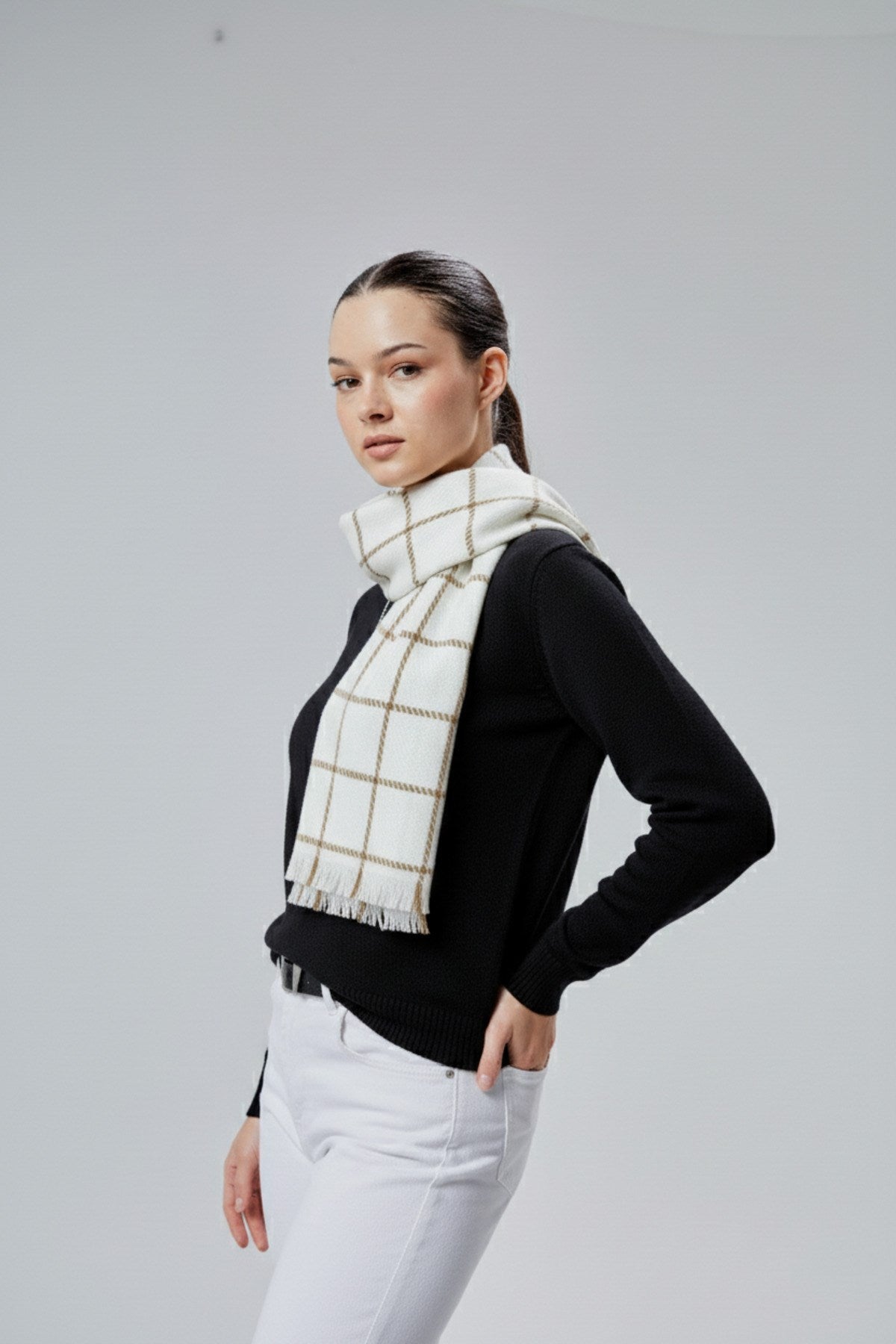 Kadın Yumuşak Dokulu Ekose Model Kışlık Şal