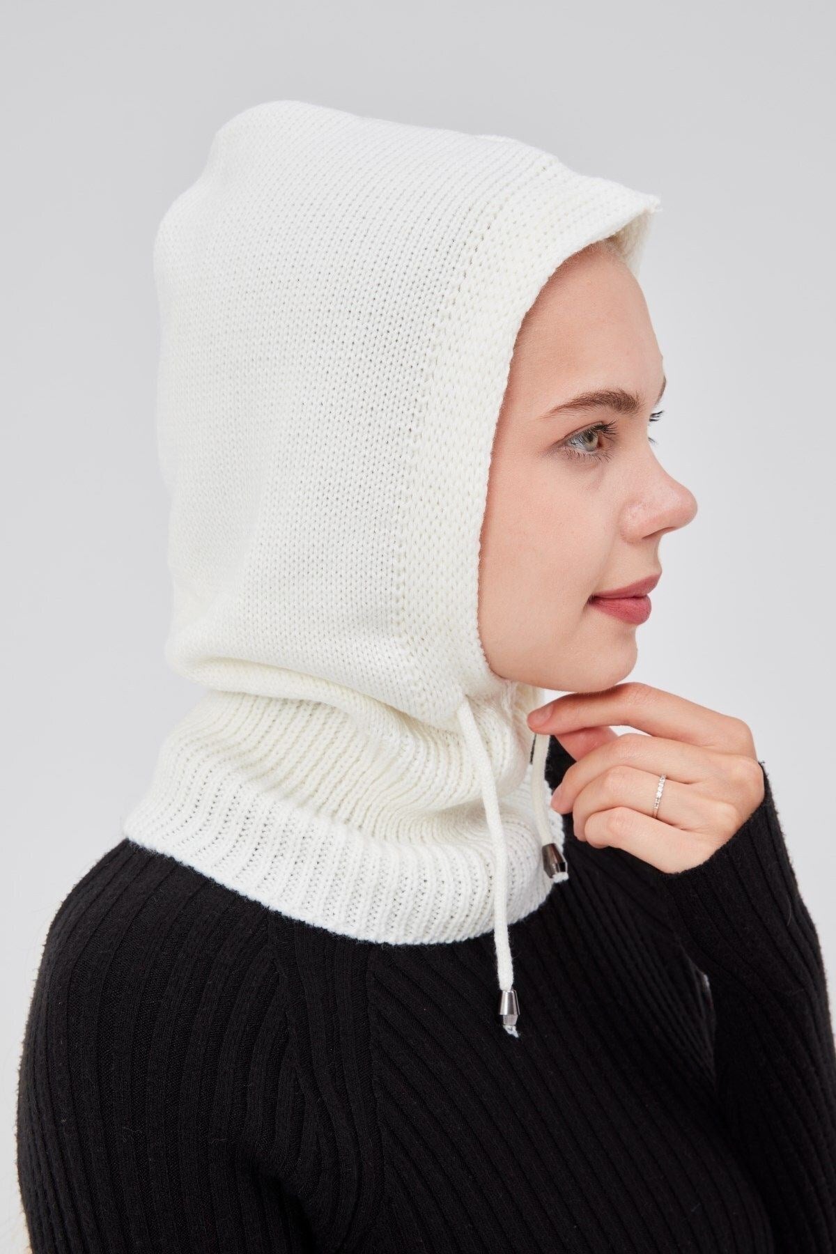 Lüks Kadın Kışlık Balaclava Triko Örme Başlık