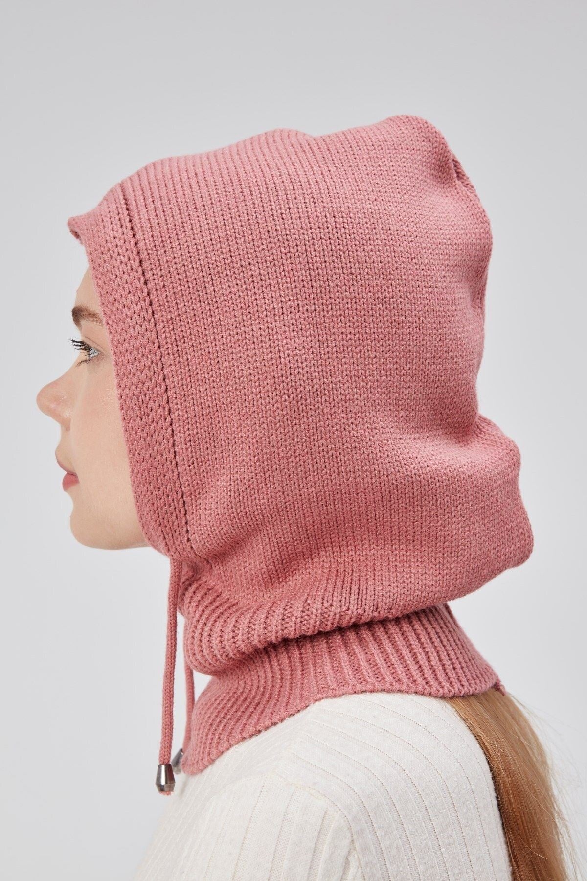 Lüks Kadın Kışlık Balaclava Triko Örme Başlık