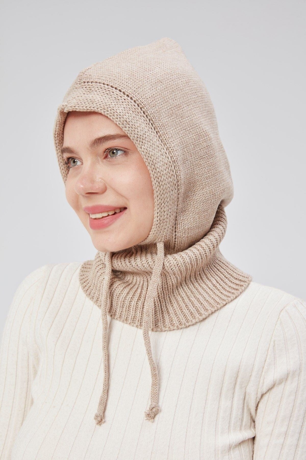 Lüks Kadın Kışlık Balaclava Triko Örme Başlık