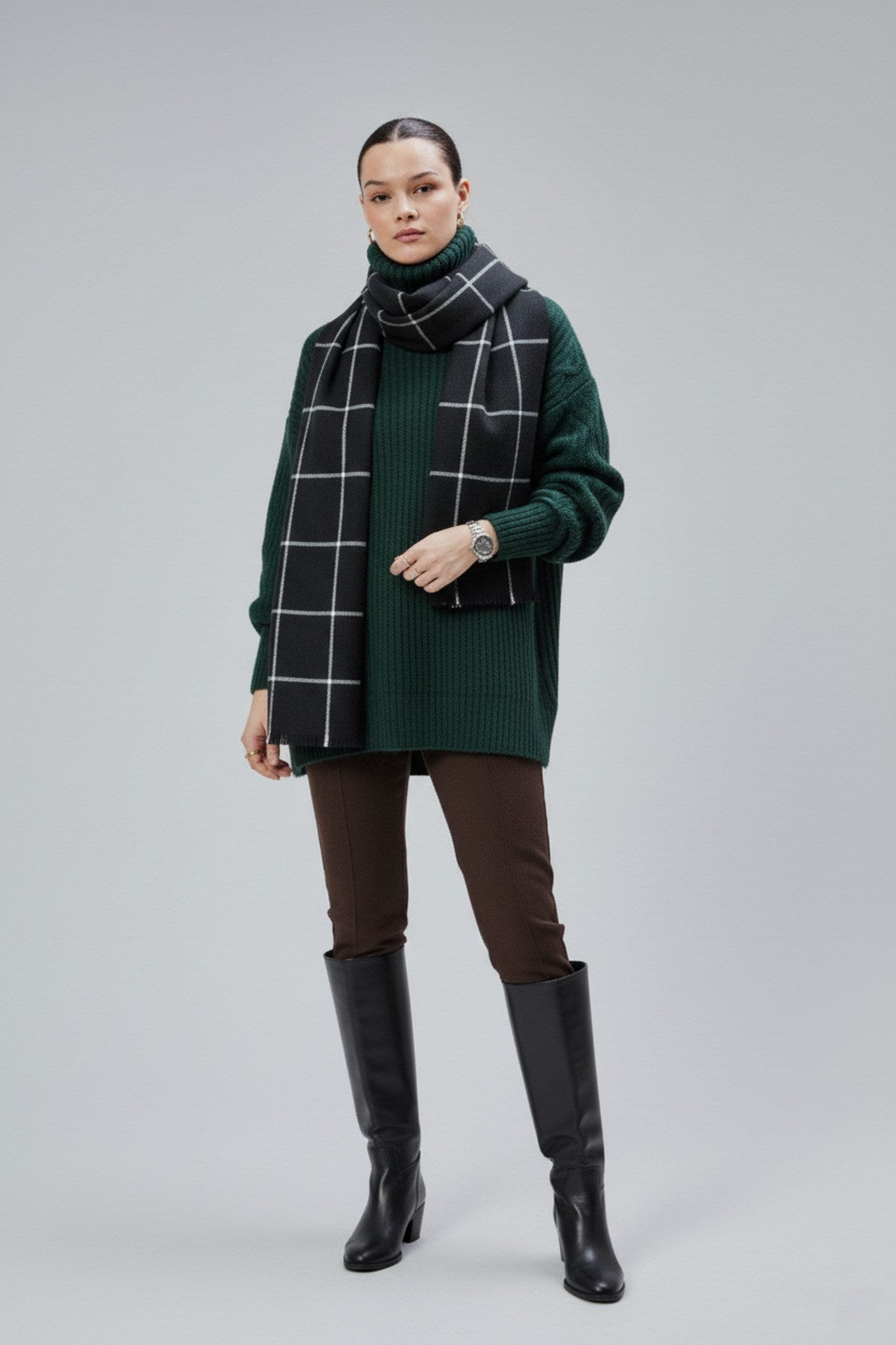Kadın Yumuşak Dokulu Ekose Model Kışlık Şal