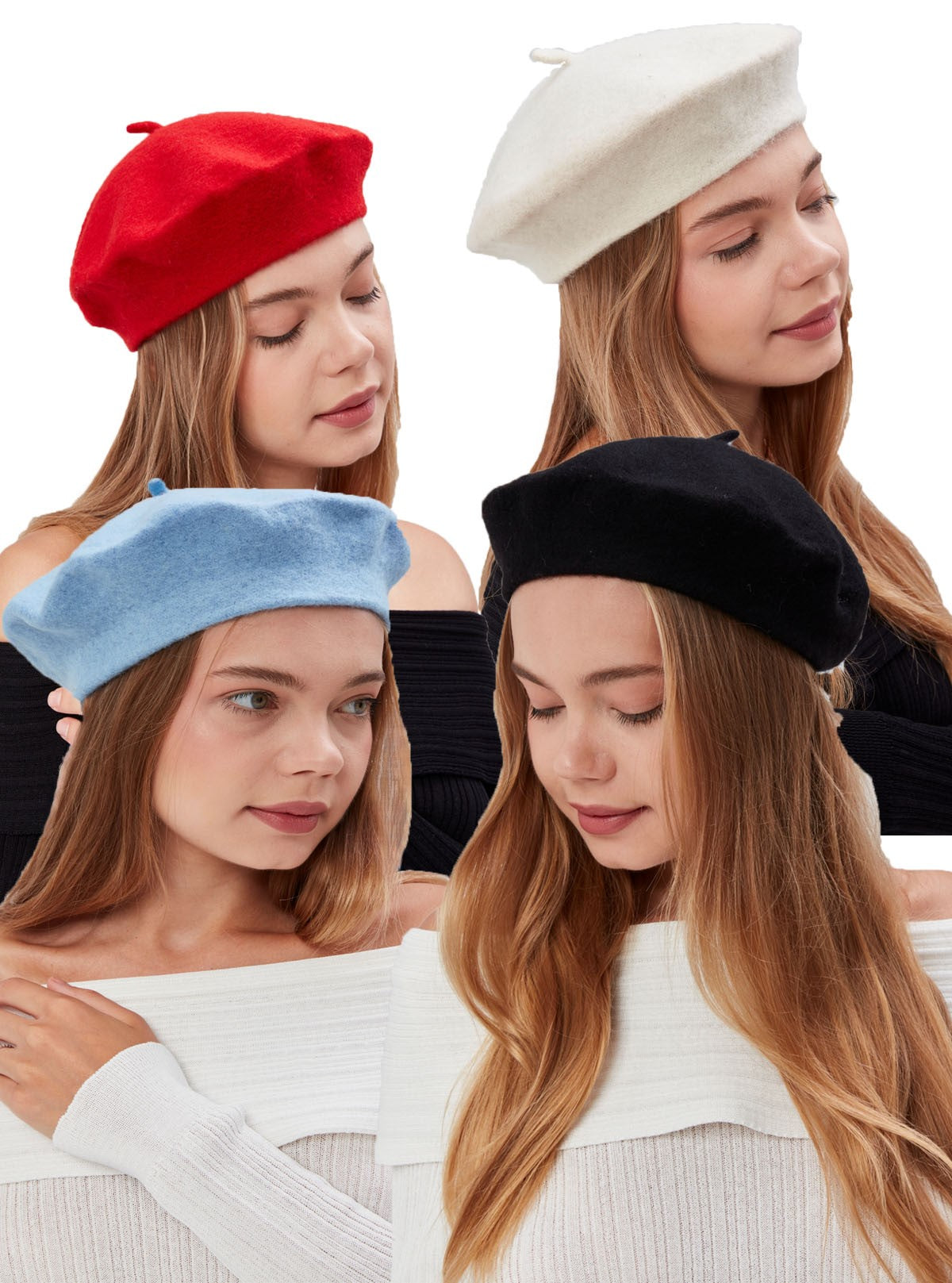Kadın Sanatçı Ressam Şapkası Klasik Fransız Bere Moda Sanatçı Şapkası Keçe Fransız Şapka Mor