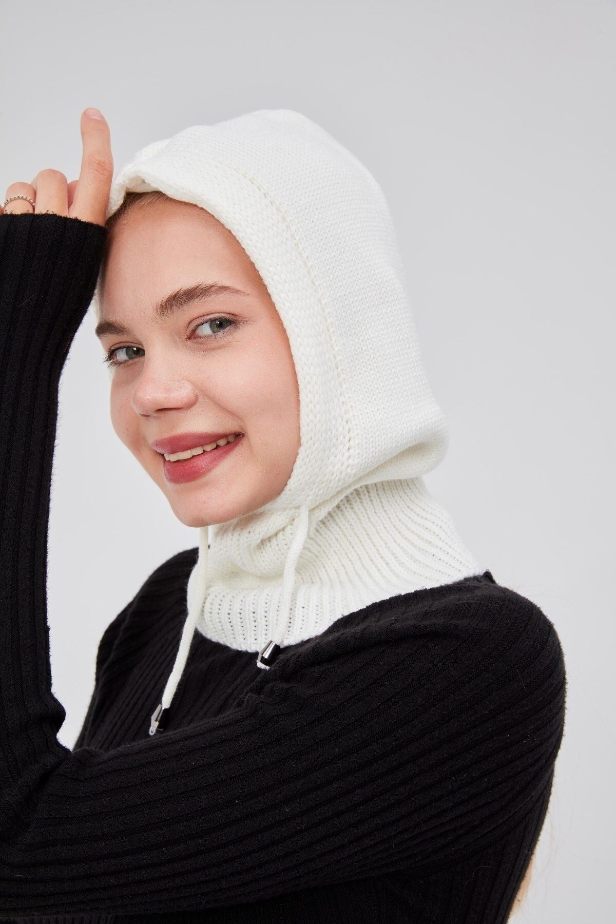 Lüks Kadın Kışlık Balaclava Triko Örme Başlık