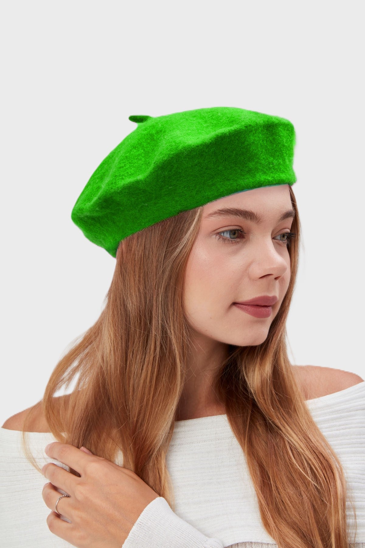 Kadın Sanatçı Ressam Şapkası Klasik Fransız Bere Moda Sanatçı Şapkası Keçe Fransız Şapka Mor